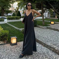 TRAF Black Slip Long Dresses for Women Red Draped Summer Dress Woman 2024 Sexy Backless Maxi Dress Women Summer Beach Dresses