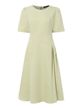 ZANZEA Elegant Office Women Dresses Summer Stylish Solid Party Work Dress Fashion Short Sleeve Pleated Vestidos Midi Sundress