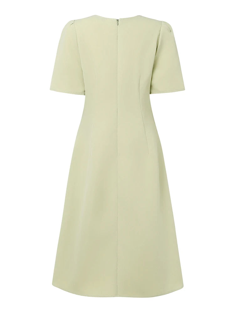 ZANZEA Elegant Office Women Dresses Summer Stylish Solid Party Work Dress Fashion Short Sleeve Pleated Vestidos Midi Sundress