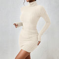 New Sexy Mini Dress For Women Autumn Black Solid Turtleneck Long Sleeves Sheath Dress Club Elegant Bodycon Party Dresses Female