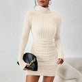 New Sexy Mini Dress For Women Autumn Black Solid Turtleneck Long Sleeves Sheath Dress Club Elegant Bodycon Party Dresses Female